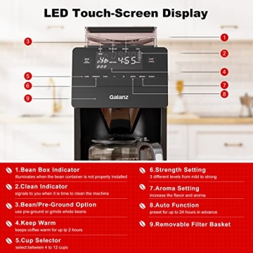 Galanz Grind and Brew Coffee Maker with Adjustable Grind Size