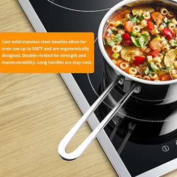 Stainless Steel Pots and Pans Set, 6 Piece Kitchen Cookware Sets with Glass Lids, Stay Cool Handle, ...