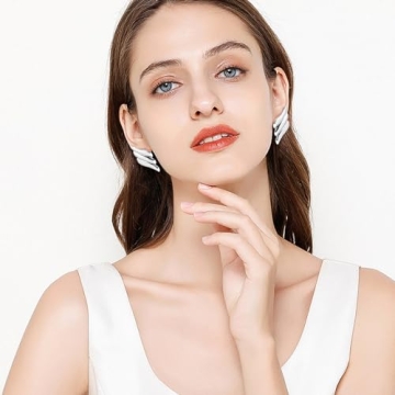 Chic COORWEEL Silver Geometric Stud Earrings for Women