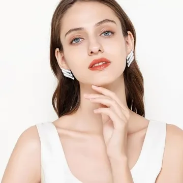 Chic COORWEEL Silver Geometric Stud Earrings for Women