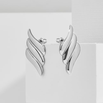 Chic COORWEEL Silver Geometric Stud Earrings for Women