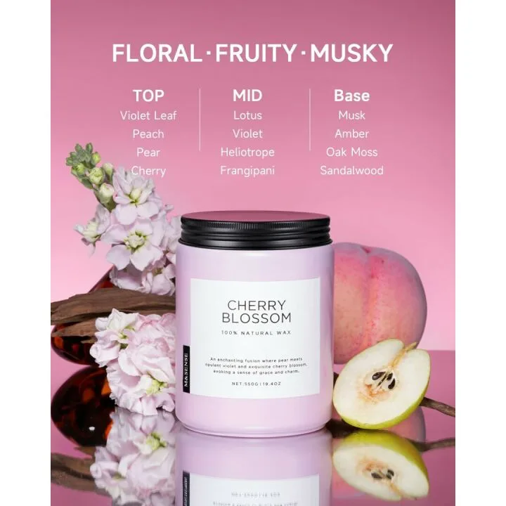 Cherry Blossom Aromatherapy Candle | Long Lasting Gifts