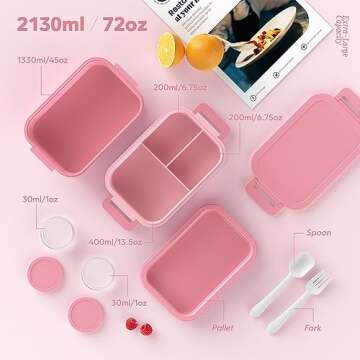 Jelife Stackable Bento Box - 72oz Leak-Proof & Versatile
