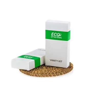 ECO Amenities Hotel Vanity Set, Travel Cotton Pads, Cotton Swabs, and Nail File Packed in Individually Wrapped Paper Box, 100 Sets per Case