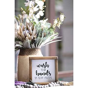 Lavender Inspired Wash Your Hands Ya Filthy Animal Sign-Funny Signs for Half Bathroom Decor-Framed F...