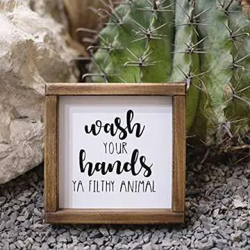 Funny Farmhouse Wash Your Hands Sign for Bathrooms