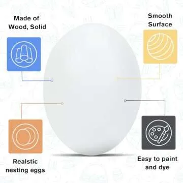 SallyFashion 7 Pcs Wooden Fake Eggs, 3 Colors Wood Eggs for Crafts Fake Chicken Eggs Nesting Eggs Home Decor