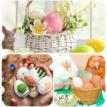 SallyFashion 7 Pcs Wooden Fake Eggs, 3 Colors Wood Eggs for Crafts Fake Chicken Eggs Nesting Eggs Home Decor