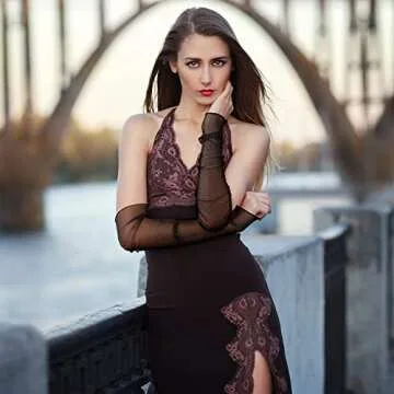 OIIKI Long Lace Gloves UV Protection for Parties & Sports