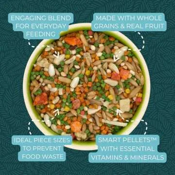 ZuPreem Smart Selects Daily Bird Food for Amazon, Cockatoo, Macaw, Bird Pellets and Seed Blend, Core Nutrition for Large Birds, Made in USA, Bird Seed, Macaw Food, Macaw Bird Food (L, 4 lb)