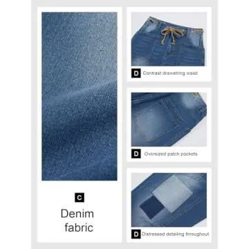 PLNOTME Womens Baggy Barrel Horseshoe Jeans Wide Leg Patchwork Low Rise Denim Pants with Pockets Blue