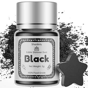 Shanlinly Black Edible Luster Dust - 5 Grams Food Grade Cake Dust Shimmer Powdered, Edible Metallic ...