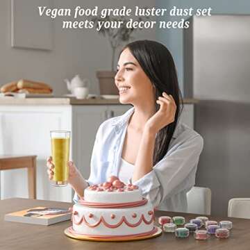 Shanlinly Black Edible Luster Dust - 5 Grams Food Grade Cake Dust Shimmer Powdered, Edible Metallic Powder Food Coloring for Cake Decorating, Chocolates, Fondant, Drinks, Painting & More, Vegan