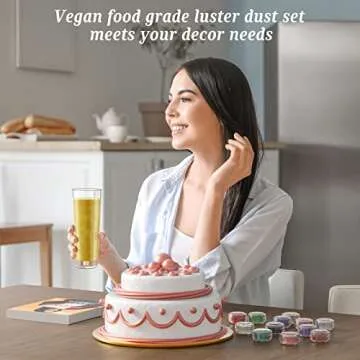 Shanlinly Black Edible Luster Dust - 5 Grams Food Grade Cake Dust Shimmer Powdered, Edible Metallic Powder Food Coloring for Cake Decorating, Chocolates, Fondant, Drinks, Painting & More, Vegan