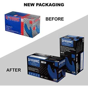 GLOVEWORKS HD Royal Blue Nitrile Industrial Disposable Gloves, 6 Mil, Latex-Free, Raised Diamond Tex...