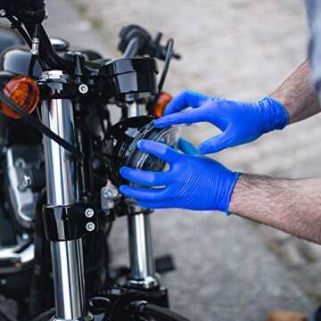 GLOVEWORKS HD Royal Blue Nitrile Industrial Disposable Gloves, 6 Mil, Latex-Free, Raised Diamond Texture, Large, Box of 100