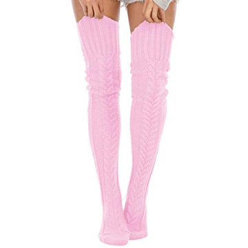 Leoparts Women's Cable Knitted Thigh High Boot Socks - Perfect Winter Warmth