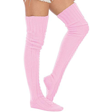 Leoparts Women's Cable Knit Thigh High Boot Socks