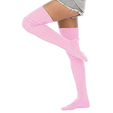 Leoparts Women's Cable Knit Thigh High Boot Socks