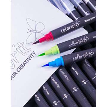 ColorIt Refillable Watercolor Brush Pens Set - 24 Colors