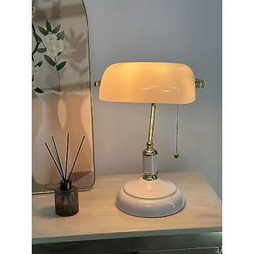 FIRVRE Glass Bankers Lamp Desk Lamp Classic Retro Table lamp Reading Modern for Home Office nightstand Bedside Study Desk Library
