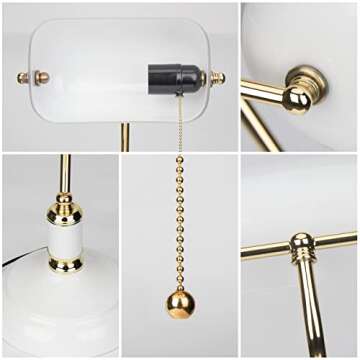 FIRVRE Glass Bankers Lamp Desk Lamp Classic Retro Table lamp Reading Modern for Home Office nightstand Bedside Study Desk Library