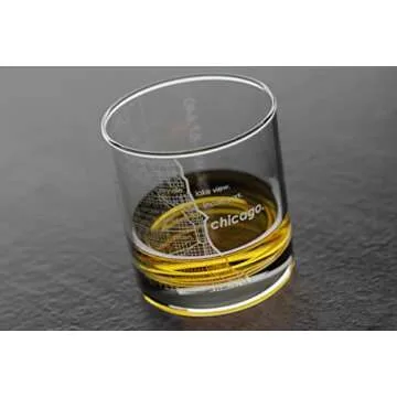 Well Told Engraved Chicago Illinois Map Rocks Glass, Old Fashioned Whiskey Glass (11 oz, Clear) Etched Whiskey Glass, Gifts For Whiskey Lovers