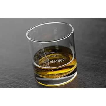 Well Told Engraved Chicago Illinois Map Rocks Glass, Old Fashioned Whiskey Glass (11 oz, Clear) Etched Whiskey Glass, Gifts For Whiskey Lovers