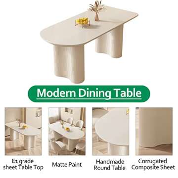Miuuod Cream White Dining Table for Small Spaces 4-6