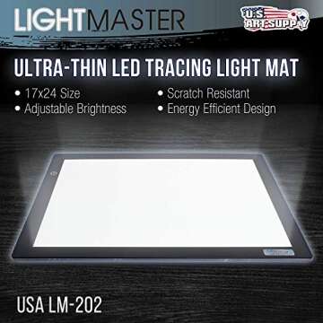 U.S. Art Supply Lightmaster 17"x24" LED Lightbox Board - Ultra-Thin & Dimmable with Tools
