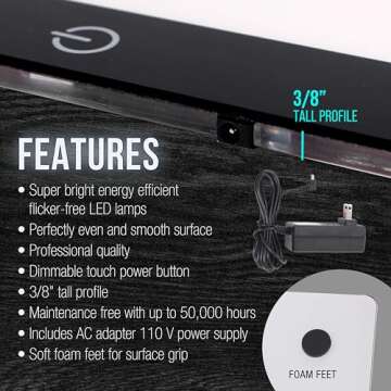 U.S. Art Supply Lightmaster LED Lightbox - Large & Bright