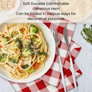 Cotton Clinic Set of 12 Cloth Napkins Gingham Check 100% Cotton 20x20 inches - Soft Durable Washable - Ideal for Events Wedding Christmas Easter - Perfect Everyday Use Table Dinner Napkins Red White