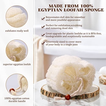 BEDELITE Natural Loofah Sponge - Eco-Friendly Bath Scrubbers
