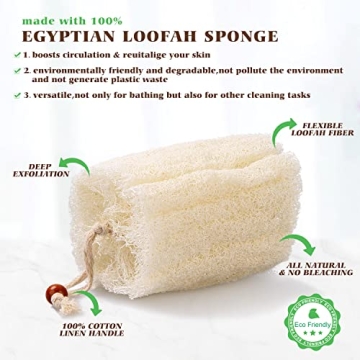 BEDELITE Natural Loofah Sponge - Eco-Friendly Bath Scrubbers
