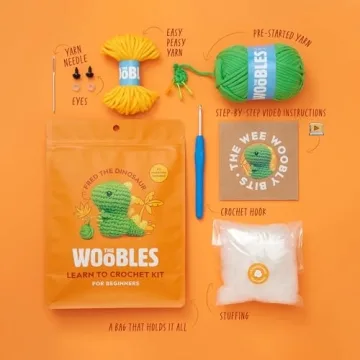 The Woobles Beginners Crochet Kit with Easy Peasy Yarn as seen on Shark Tank - with Step-by-Step Video Tutorials - Fred The Dinosaur