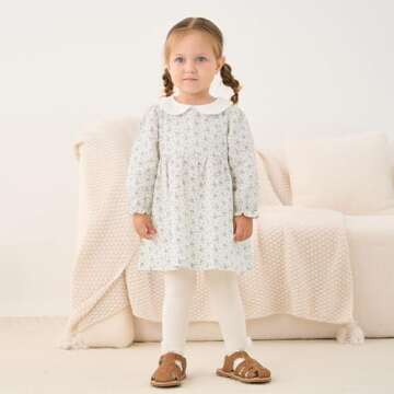 Pureborn Toddler Girls Woven Dress - Floral Elegance for 3-4 Years