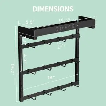 ZDDLOINP Wall Mounted Coffee Mug Holder with Adjustable Hooks