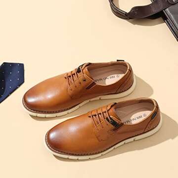 Bruno Marc Men’s Crossflex Oxford Dress Sneakers Casual Leather Dress Shoes,Size 10,Brown,Purpose-2