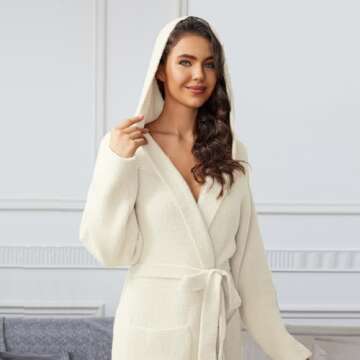 Ultra Soft Hooded Robe with Pockets for Women
