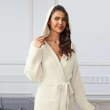 Ultra Soft Hooded Robe with Pockets for Women