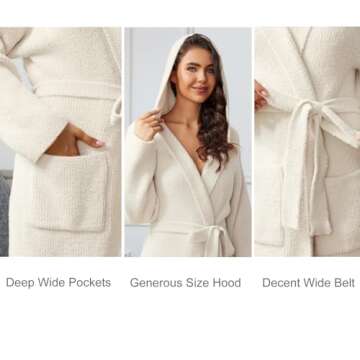 Ultra Soft Hooded Robe with Pockets for Women