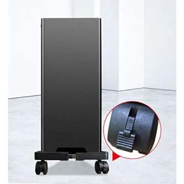 QianZhiHe CPU Rolling Stand,Mobile PC Holder with Locking Caster Wheels,Adjustable Width & Length Universal Computer Tower Holder Cart (White)