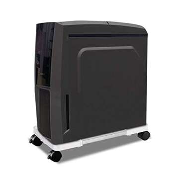 QianZhiHe CPU Rolling Stand,Mobile PC Holder with Locking Caster Wheels,Adjustable Width & Length Universal Computer Tower Holder Cart (White)