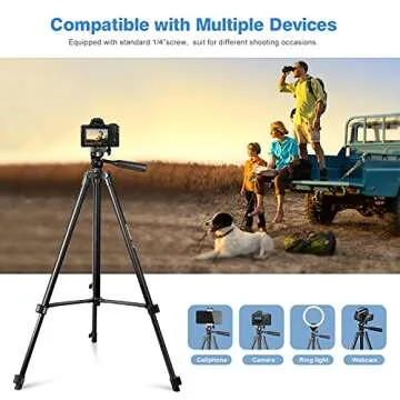 Ubeesize 50” Lightweight Phone Tripod for Cameras
