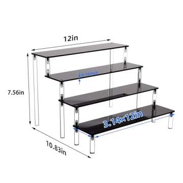 ihomecooker Acrylic Stands for Display,4 Tier Black Cupcakes Perfumes Figurines Display Stand Risers...
