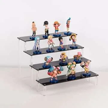 ihomecooker Acrylic Stands for Display,4 Tier Black Cupcakes Perfumes Figurines Display Stand Risers Shelf for Decoration and Organizer