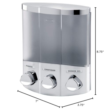 Better Living Products 76344-1 Euro Series TRIO 3-Chamber Soap and Shower Dispenser, Chrome