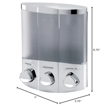 Better Living Products 76344-1 Euro Series TRIO 3-Chamber Soap and Shower Dispenser, Chrome