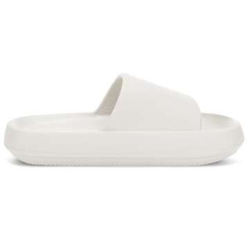 welltree Slides for Women Men Pillow Slippers Non-Slip Bathroom Shower Sandals Soft Thick Sole Indoor and Outdoor Slides,White,7.5-8.5 Women/6-7 Men