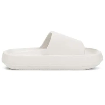 welltree Slides for Women Men Pillow Slippers Non-Slip Bathroom Shower Sandals Soft Thick Sole Indoor and Outdoor Slides,White,7.5-8.5 Women/6-7 Men